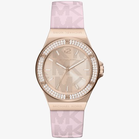 Michael Kors Lennox Pavé Rose Gold-Tone and Logo Silicone Strap Watch - Preorder — Rose Gold