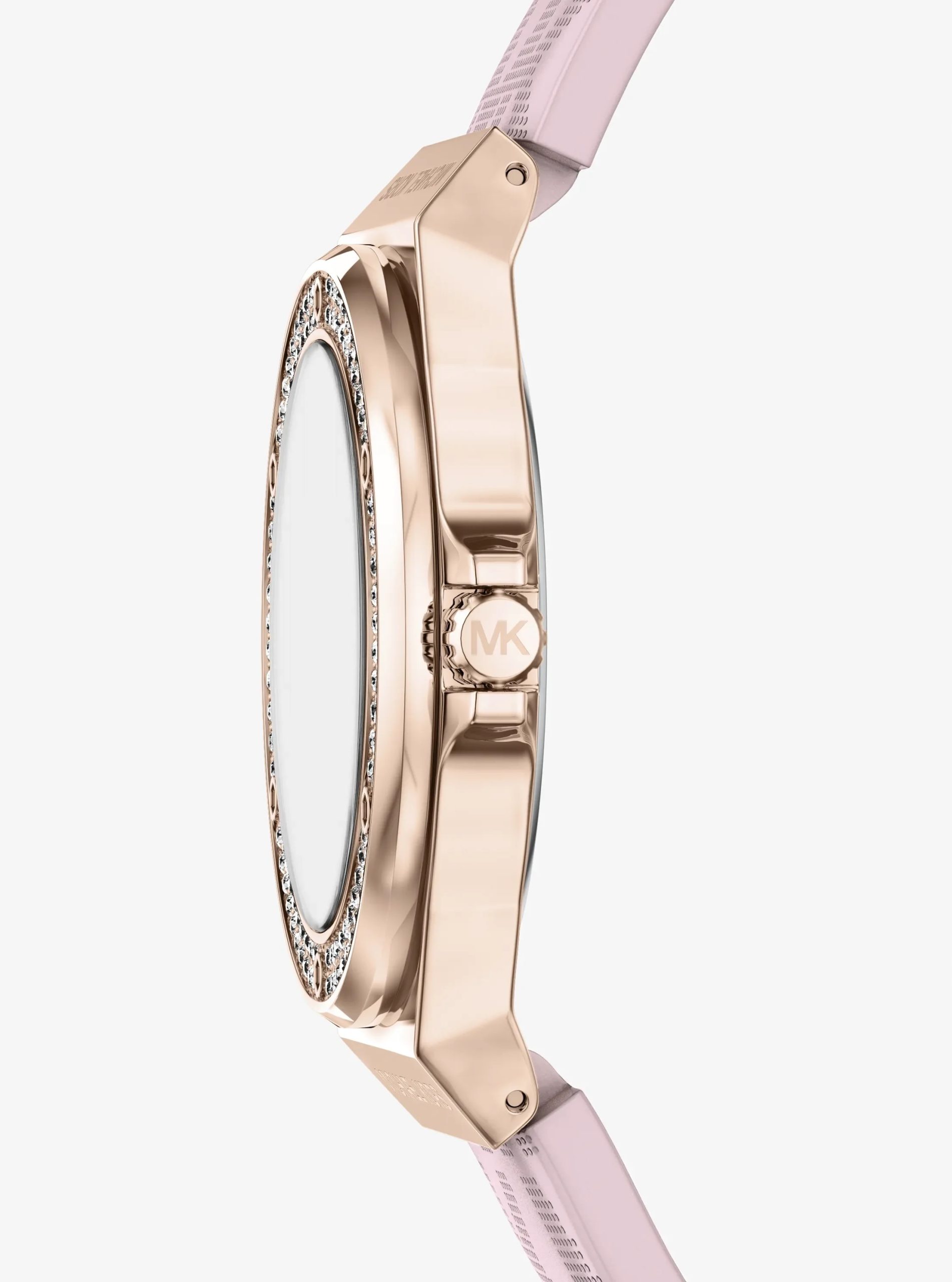 Michael Kors Lennox Pavé Rose Gold-Tone and Logo Silicone Strap Watch - Preorder