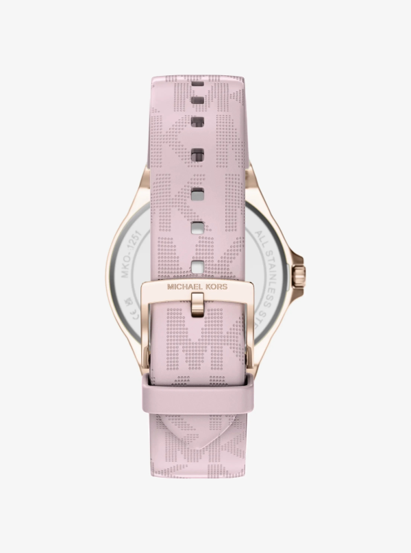 Michael Kors Lennox Pavé Rose Gold-Tone and Logo Silicone Strap Watch - Preorder