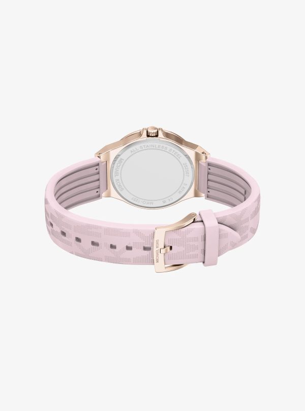 Michael Kors Lennox Pavé Rose Gold-Tone and Logo Silicone Strap Watch - Preorder