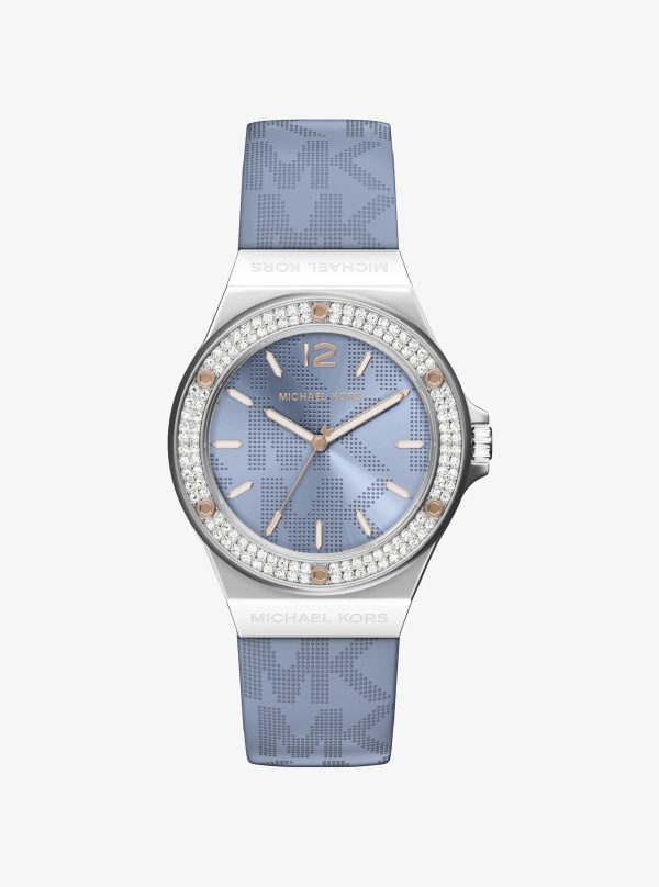 Michael Kors Lennox Pavé Silver-Tone and Logo Strap Watch - Preorder