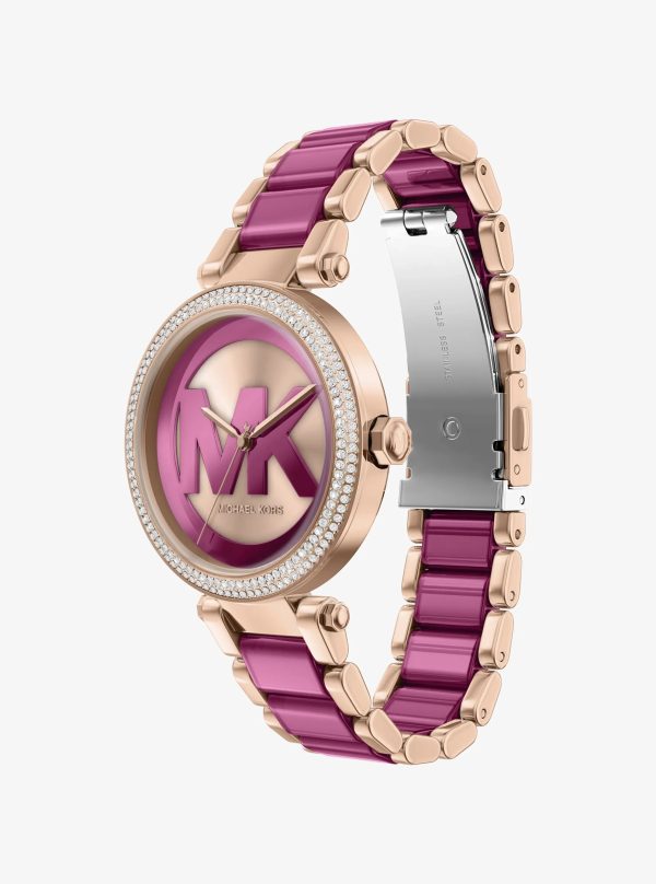 Michael Kors Oversized Parker Pavé Pink-Tone Watch - Preorder