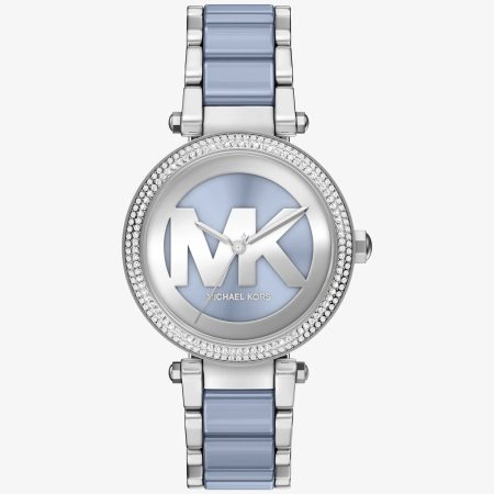 Michael Kors Oversized Parker Pavé Blue-Tone Watch - Preorder — Silver
