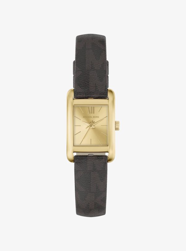 Michael Kors Mini Monroe Gold-Tone and Logo Strap Watch - Preorder