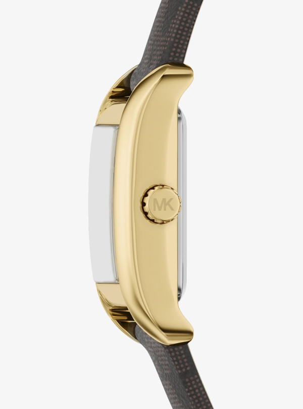 Michael Kors Mini Monroe Gold-Tone and Logo Strap Watch - Preorder