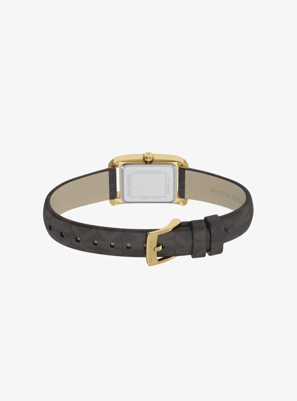 Michael Kors Mini Monroe Gold-Tone and Logo Strap Watch - Preorder