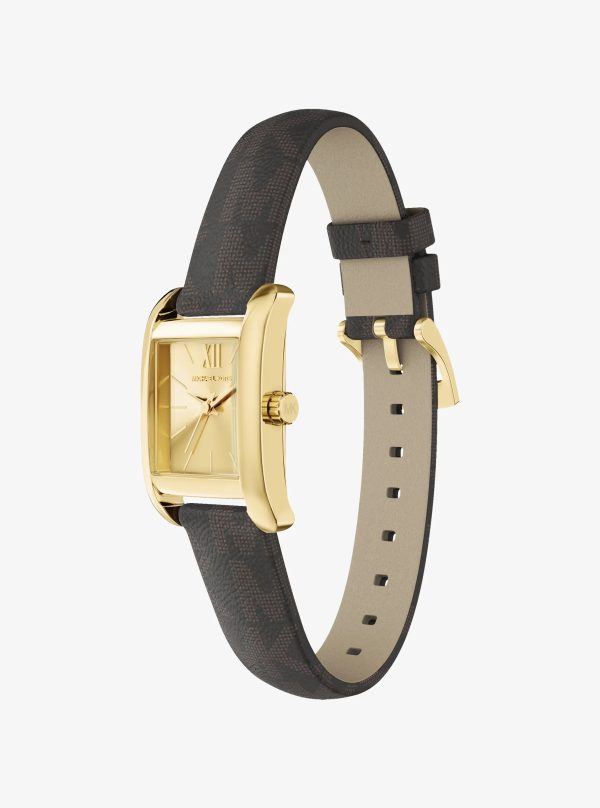 Michael Kors Mini Monroe Gold-Tone and Logo Strap Watch - Preorder
