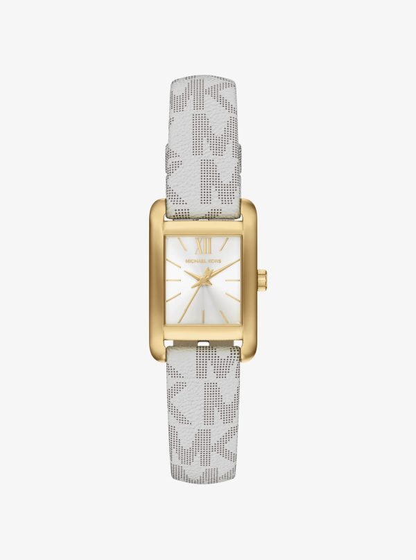 Michael Kors Mini Monroe Gold-Tone and Logo Strap Watch - Preorder