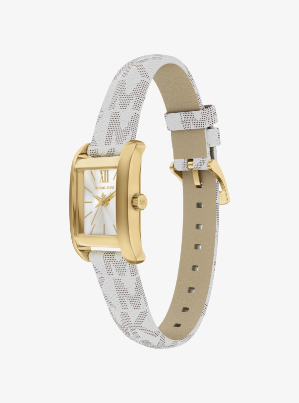 Michael Kors Mini Monroe Gold-Tone and Logo Strap Watch - Preorder