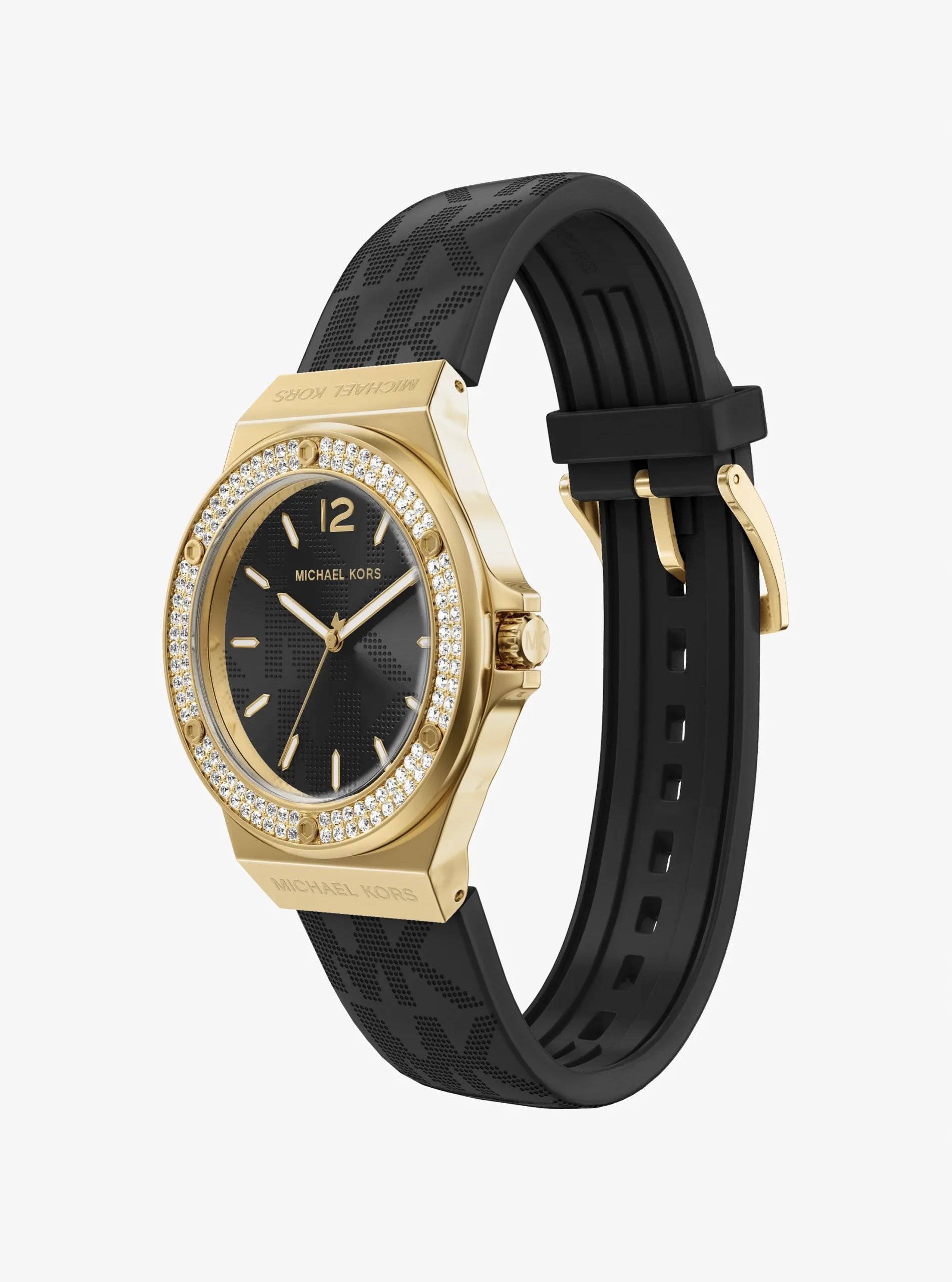 Michael Kors Lennox Pavé Gold-Tone and Logo Strap Watch - Preorder
