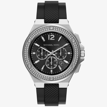 Michael Kors Oversized Lennox Pavé Silver-Tone and Silicone Watch - Preorder — Silver