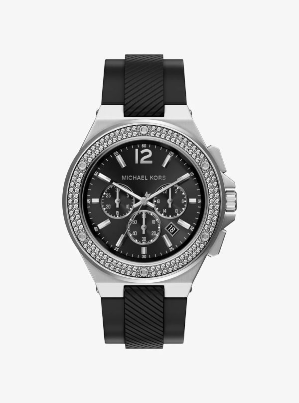 Michael Kors Oversized Lennox Pavé Silver-Tone and Silicone Watch - Preorder