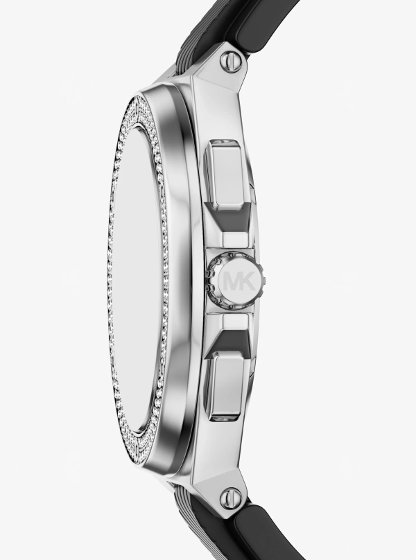 Michael Kors Oversized Lennox Pavé Silver-Tone and Silicone Watch - Preorder