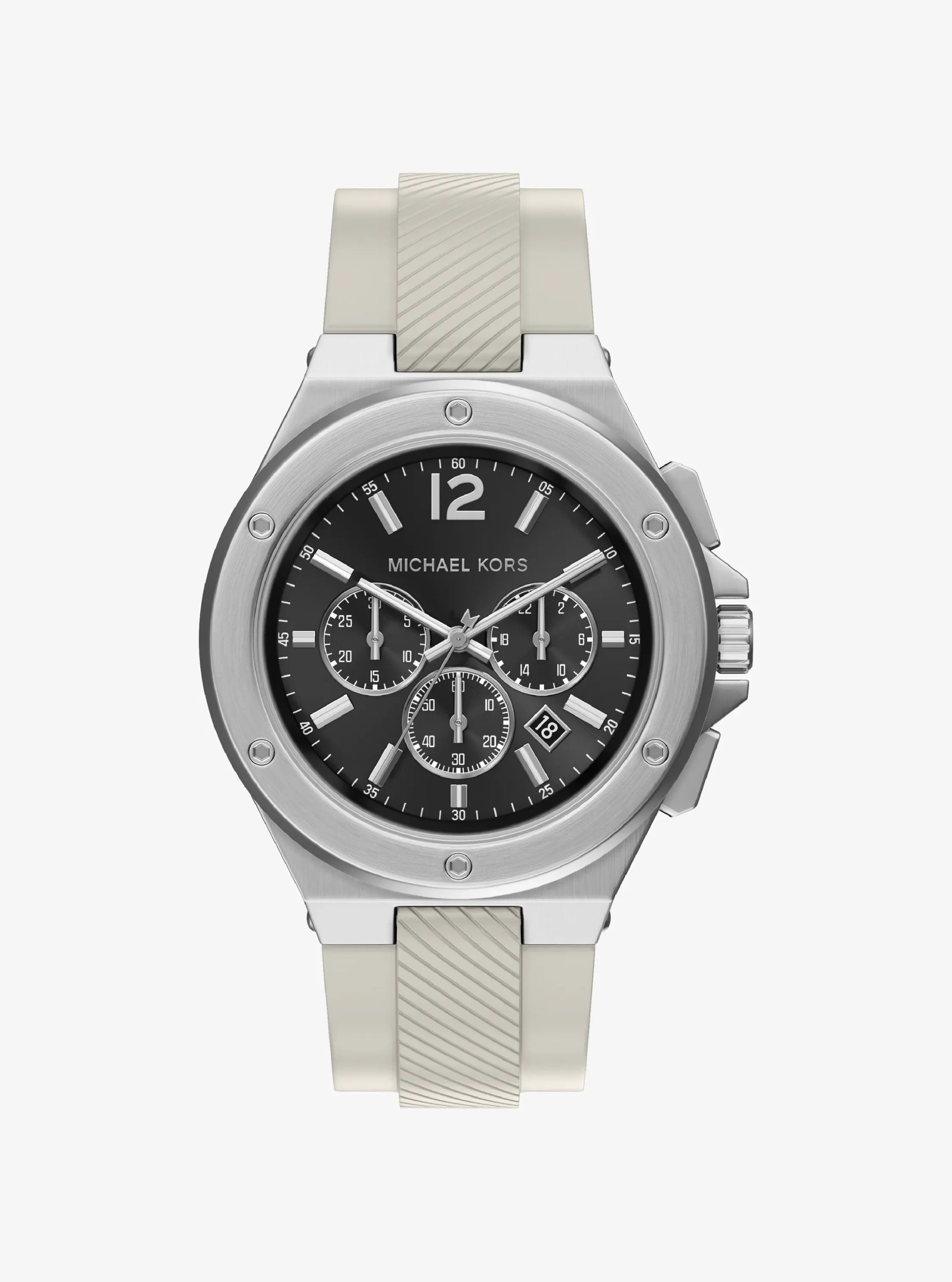 Michael Kors Oversized Lennox Silver-Tone and Silicone Watch - Preorder