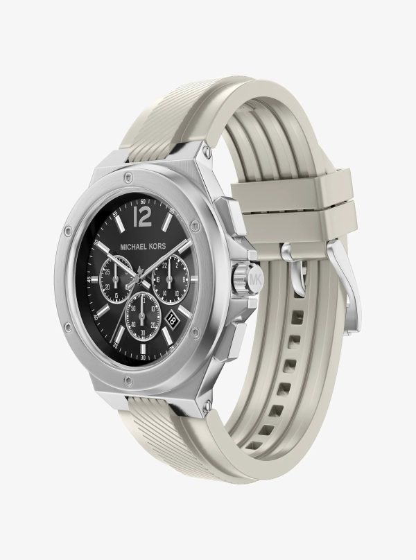 Michael Kors Oversized Lennox Silver-Tone and Silicone Watch - Preorder