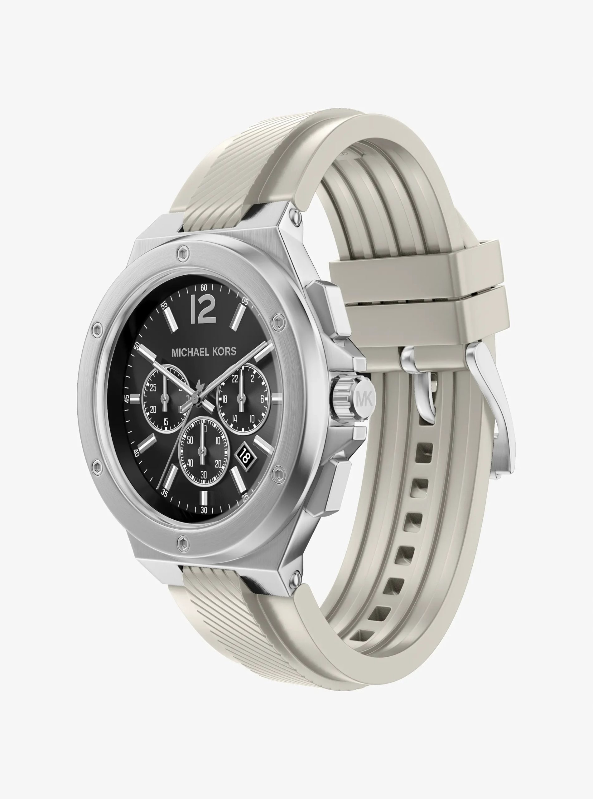 Michael Kors Oversized Lennox Silver-Tone and Silicone Watch - Preorder