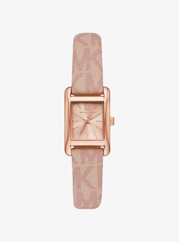 Michael Kors Petite Monroe Rose Gold-Tone and Logo Strap Watch - Preorder