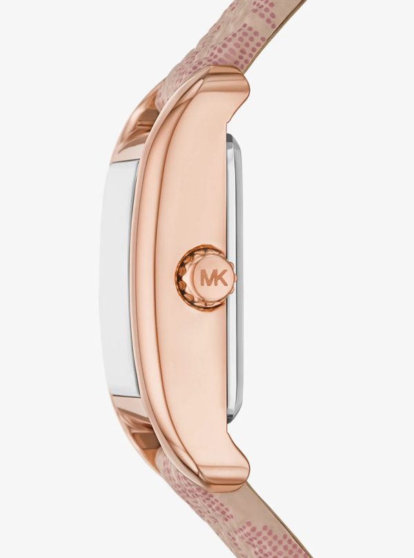 Michael Kors Petite Monroe Rose Gold-Tone and Logo Strap Watch - Preorder