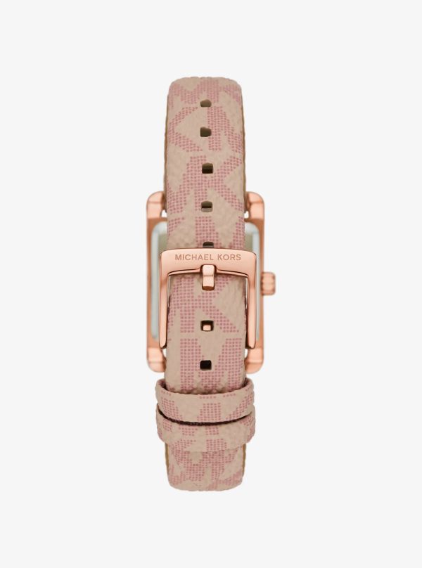 Michael Kors Petite Monroe Rose Gold-Tone and Logo Strap Watch - Preorder