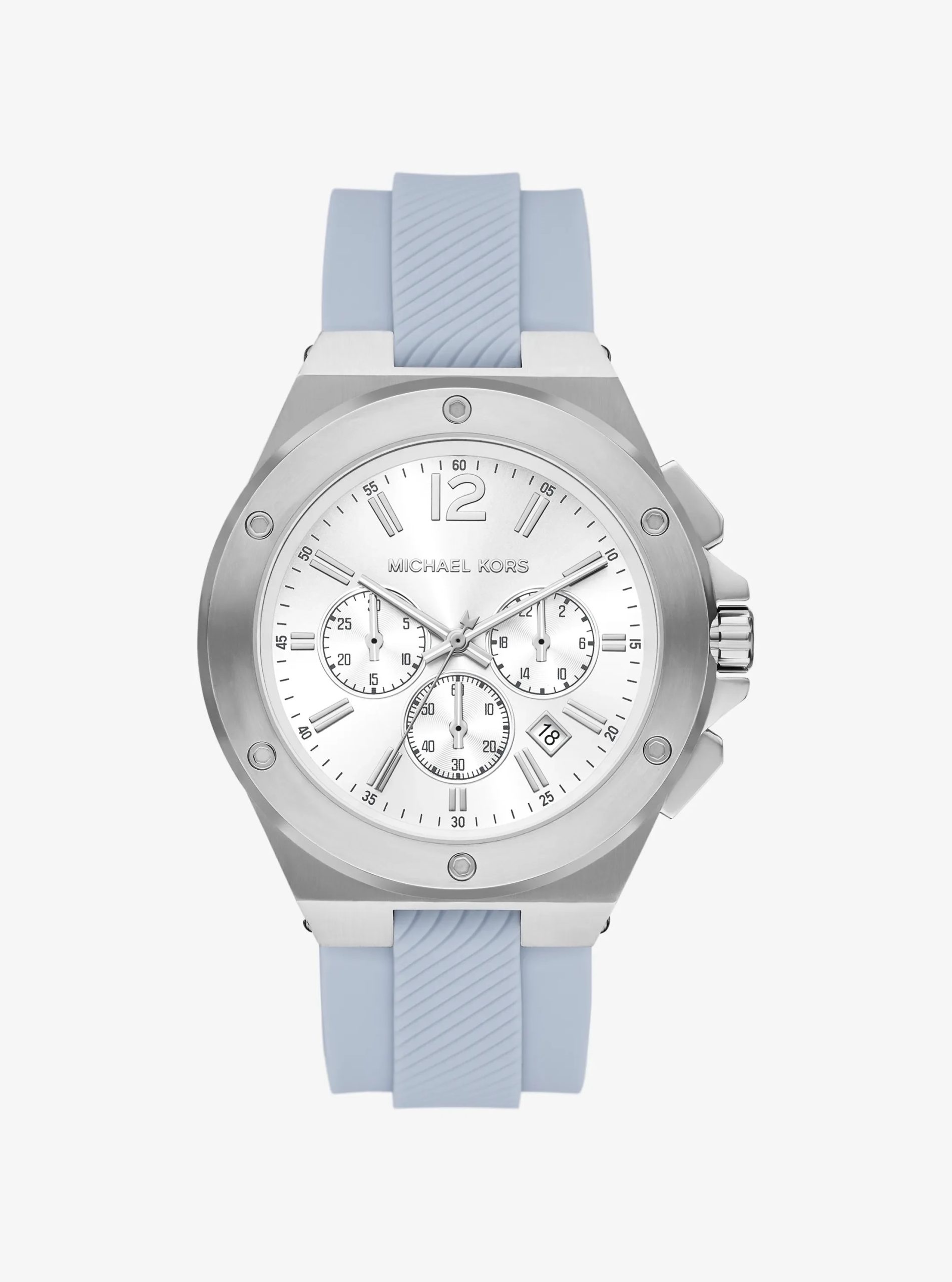 Michael Kors Oversized Lennox Silver-Tone and Silicone Watch - Preorder