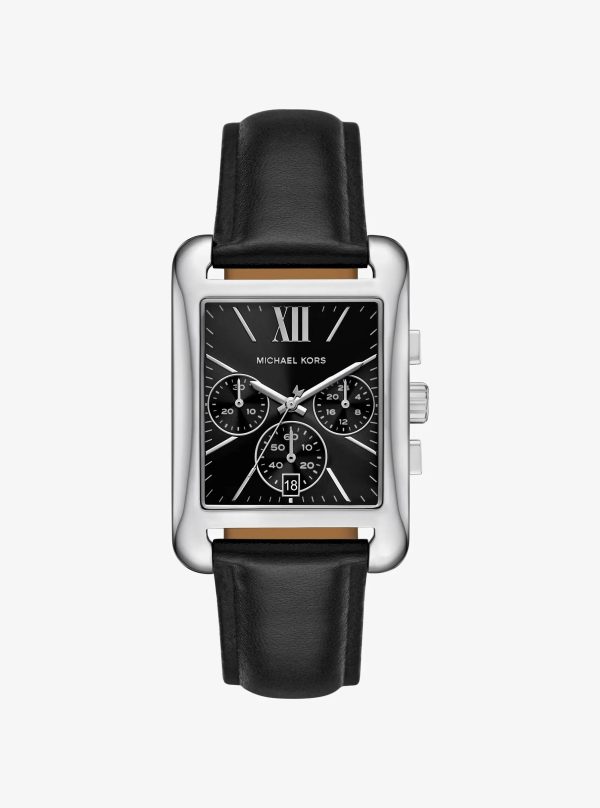 Michael Kors Monroe Silver-Tone and Leather Watch - Preorder