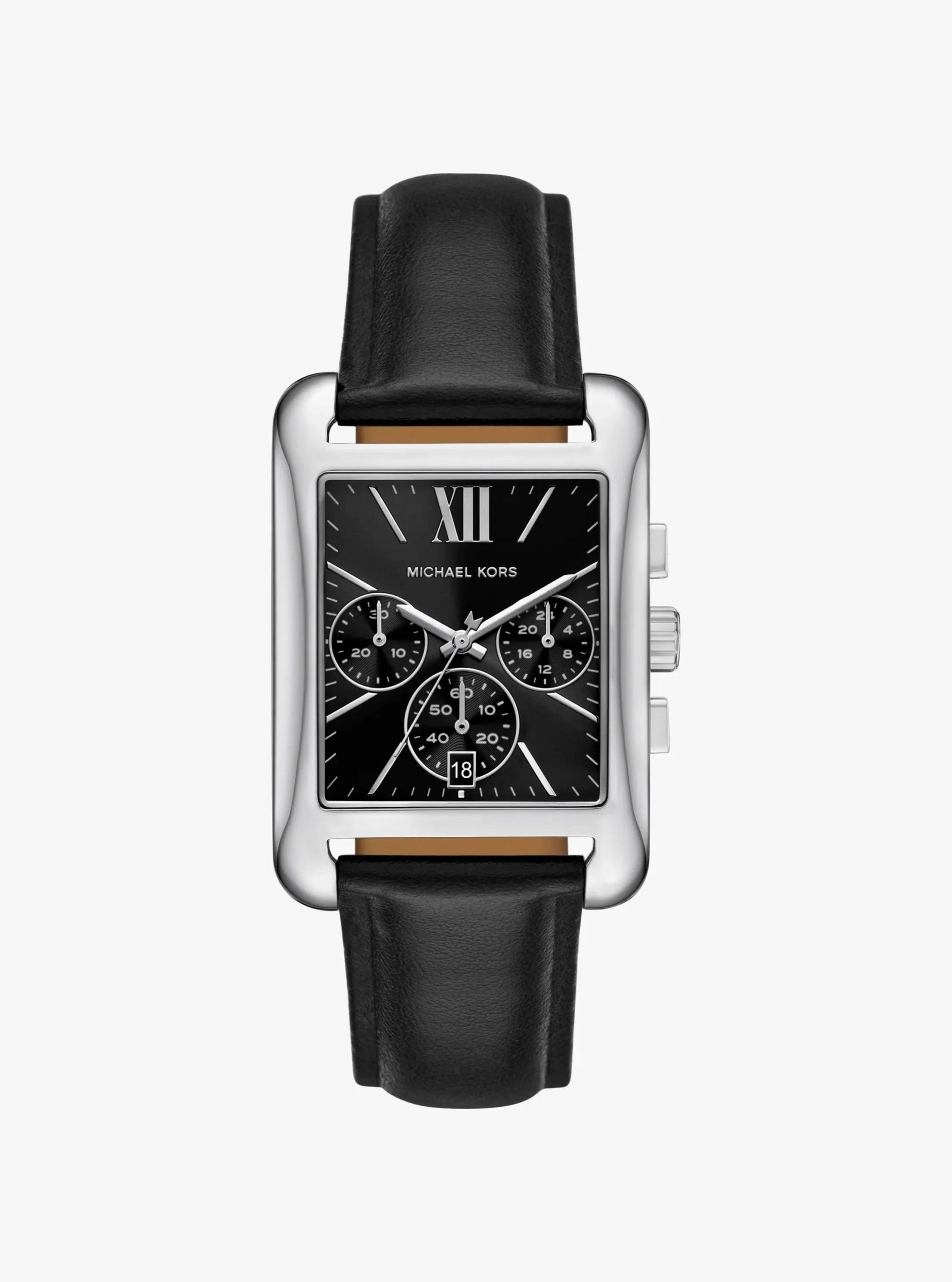 Michael Kors Monroe Silver-Tone and Leather Watch - Preorder