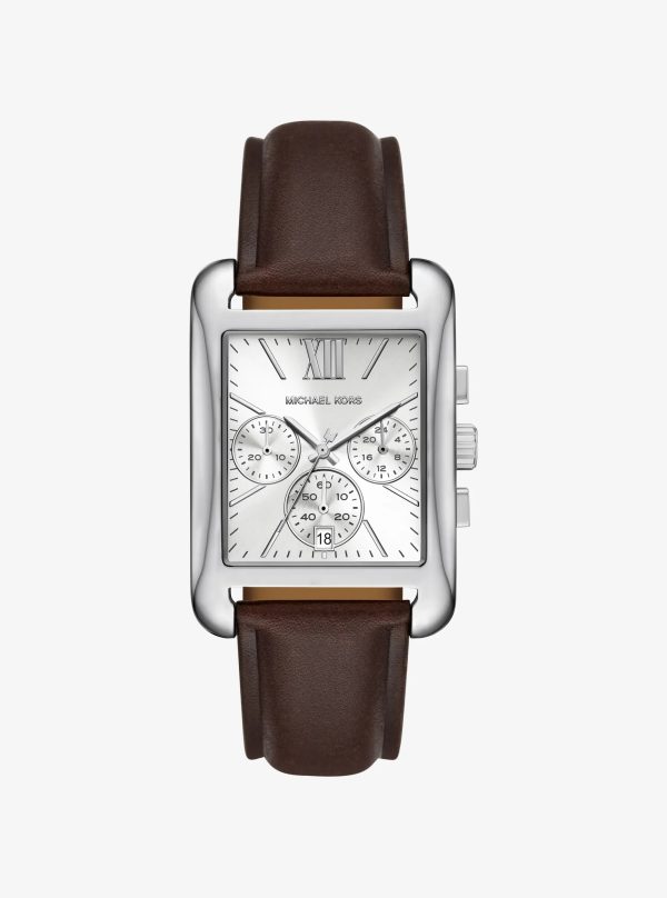 Michael Kors Monroe Silver-Tone and Leather Watch - Preorder