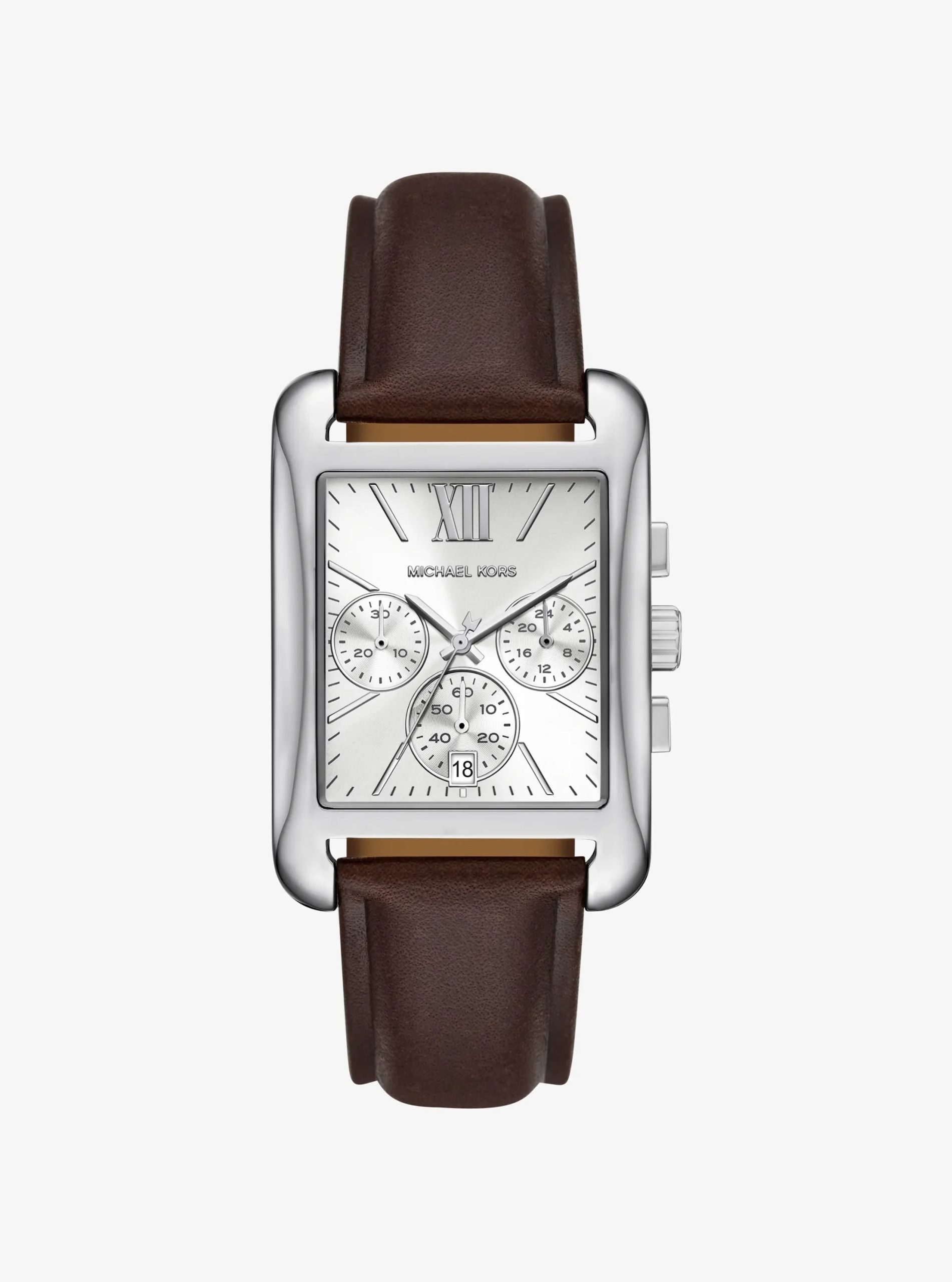 Michael Kors Monroe Silver-Tone and Leather Watch - Preorder