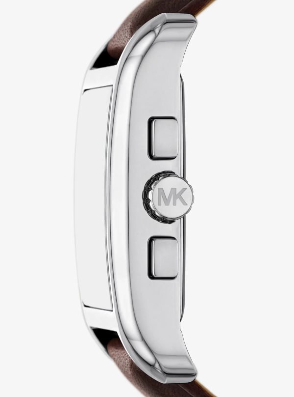 Michael Kors Monroe Silver-Tone and Leather Watch - Preorder