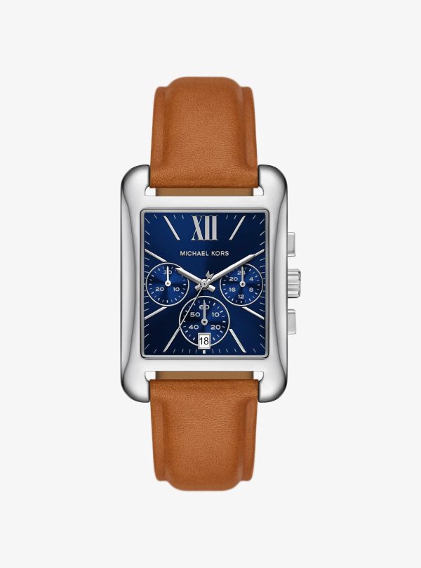 Michael Kors Monroe Silver-Tone and Leather Watch - Preorder