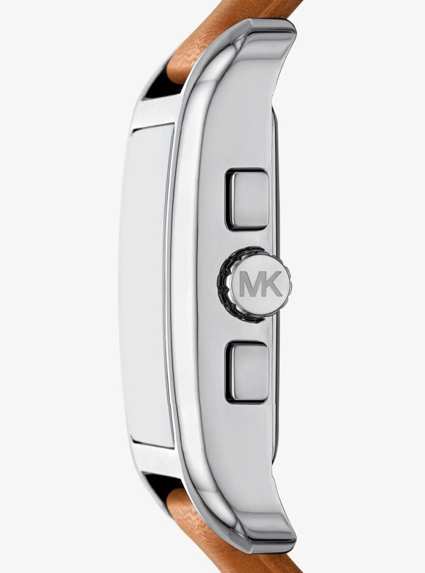 Michael Kors Monroe Silver-Tone and Leather Watch - Preorder