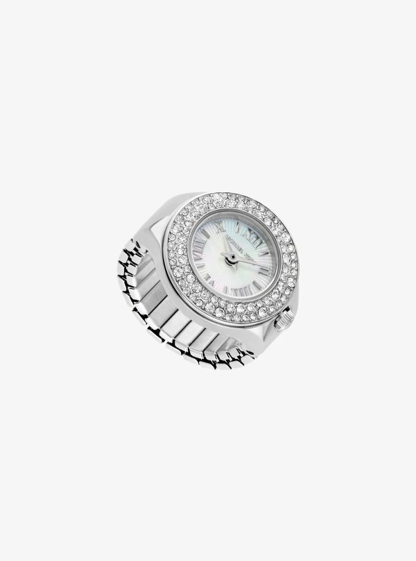 Michael Kors Liliane Pavé Silver-Tone Ring Watch - Preorder