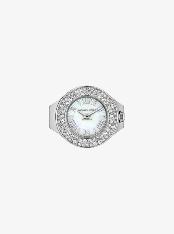 Michael Kors Liliane Pavé Silver-Tone Ring Watch - Preorder
