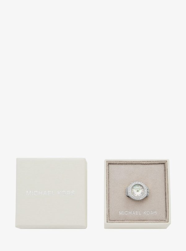 Michael Kors Liliane Pavé Silver-Tone Ring Watch - Preorder