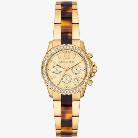 Michael Kors Mini Everest Pavé Gold-Tone and Tortoiseshell Acetate Watch - Preorder — Gold