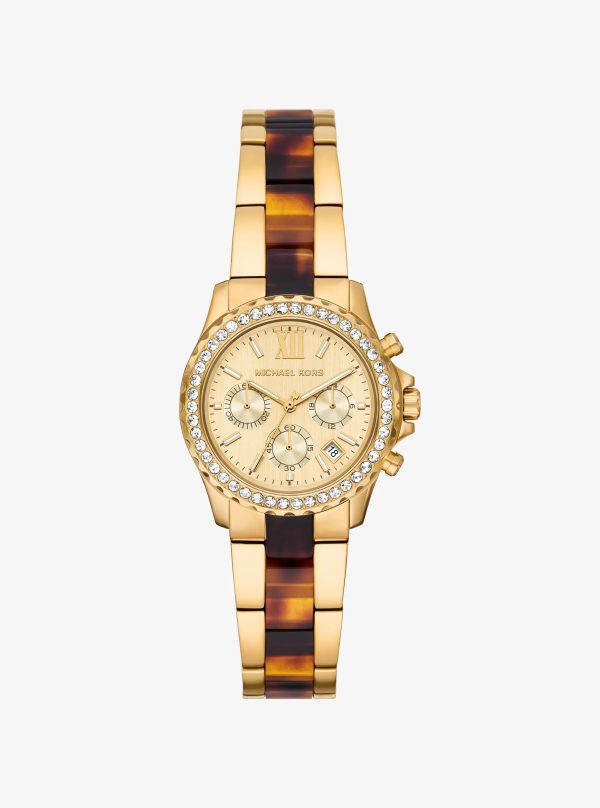 Michael Kors Mini Everest Pavé Gold-Tone and Tortoiseshell Acetate Watch - Preorder