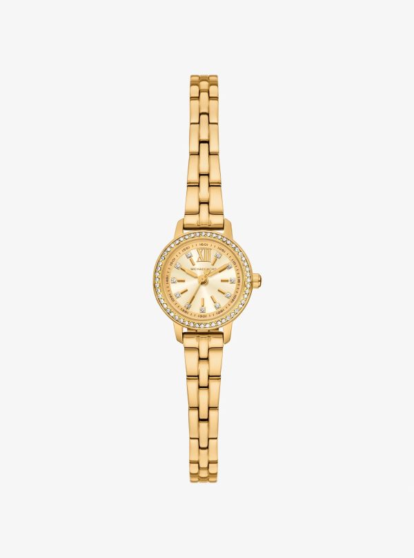 Michael Kors Micro Melissa Pavé Gold-Tone Watch - Preorder