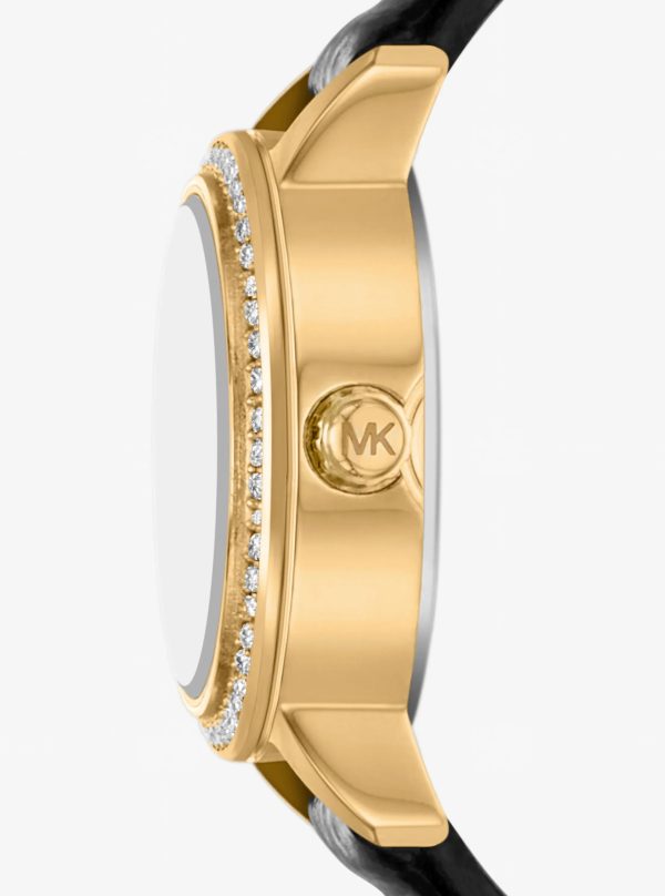 Michael Kors Micro Melissa Pavé Gold-Tone and Crocodile Embossed Leather Watch - Preorder