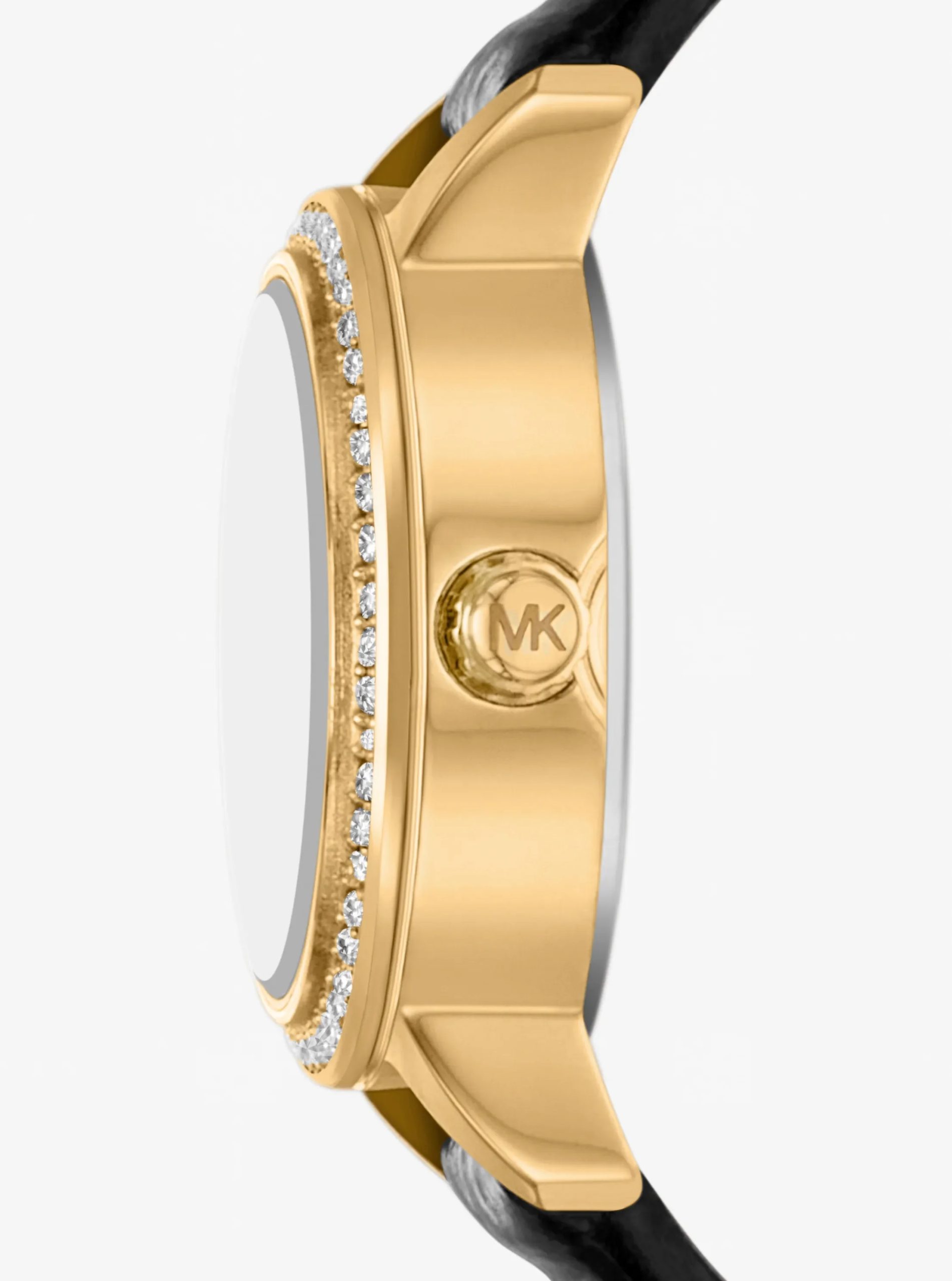 Michael Kors Micro Melissa Pavé Gold-Tone and Crocodile Embossed Leather Watch - Preorder