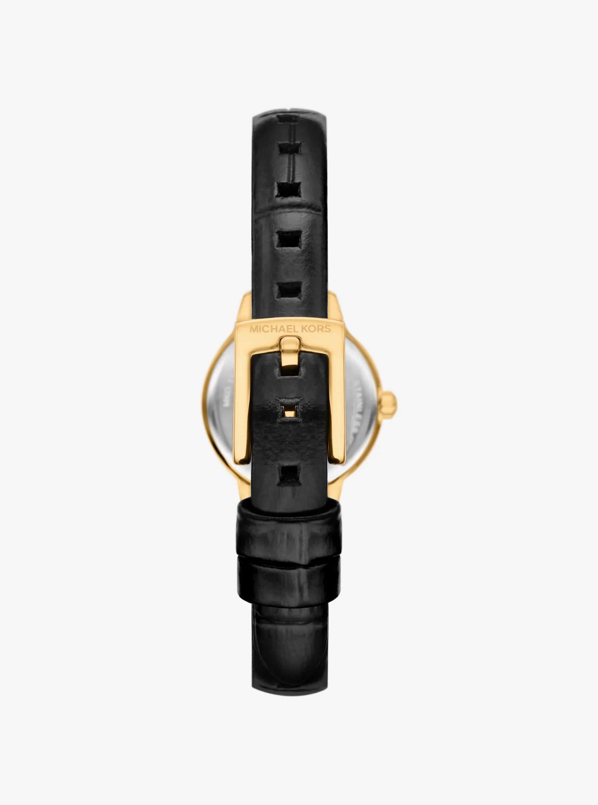 Michael Kors Micro Melissa Pavé Gold-Tone and Crocodile Embossed Leather Watch - Preorder