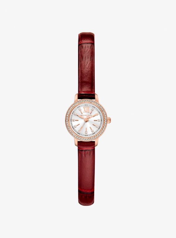 Michael Kors Micro Melissa Pavé Rose Gold-Tone and Crocodile Embossed Leather Watch - Preorder