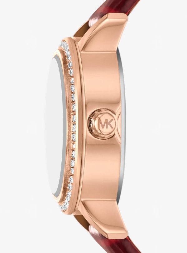 Michael Kors Micro Melissa Pavé Rose Gold-Tone and Crocodile Embossed Leather Watch - Preorder