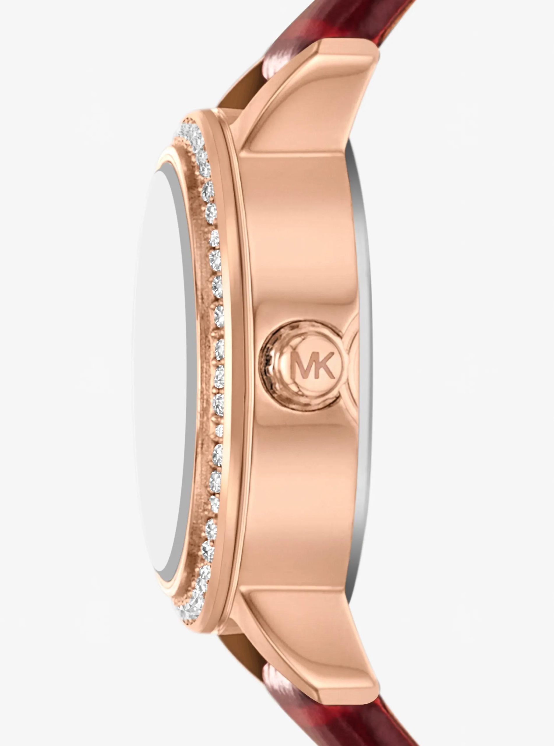 Michael Kors Micro Melissa Pavé Rose Gold-Tone and Crocodile Embossed Leather Watch - Preorder - Image 2
