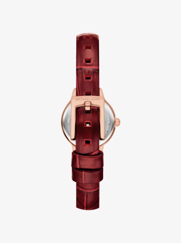 Michael Kors Micro Melissa Pavé Rose Gold-Tone and Crocodile Embossed Leather Watch - Preorder