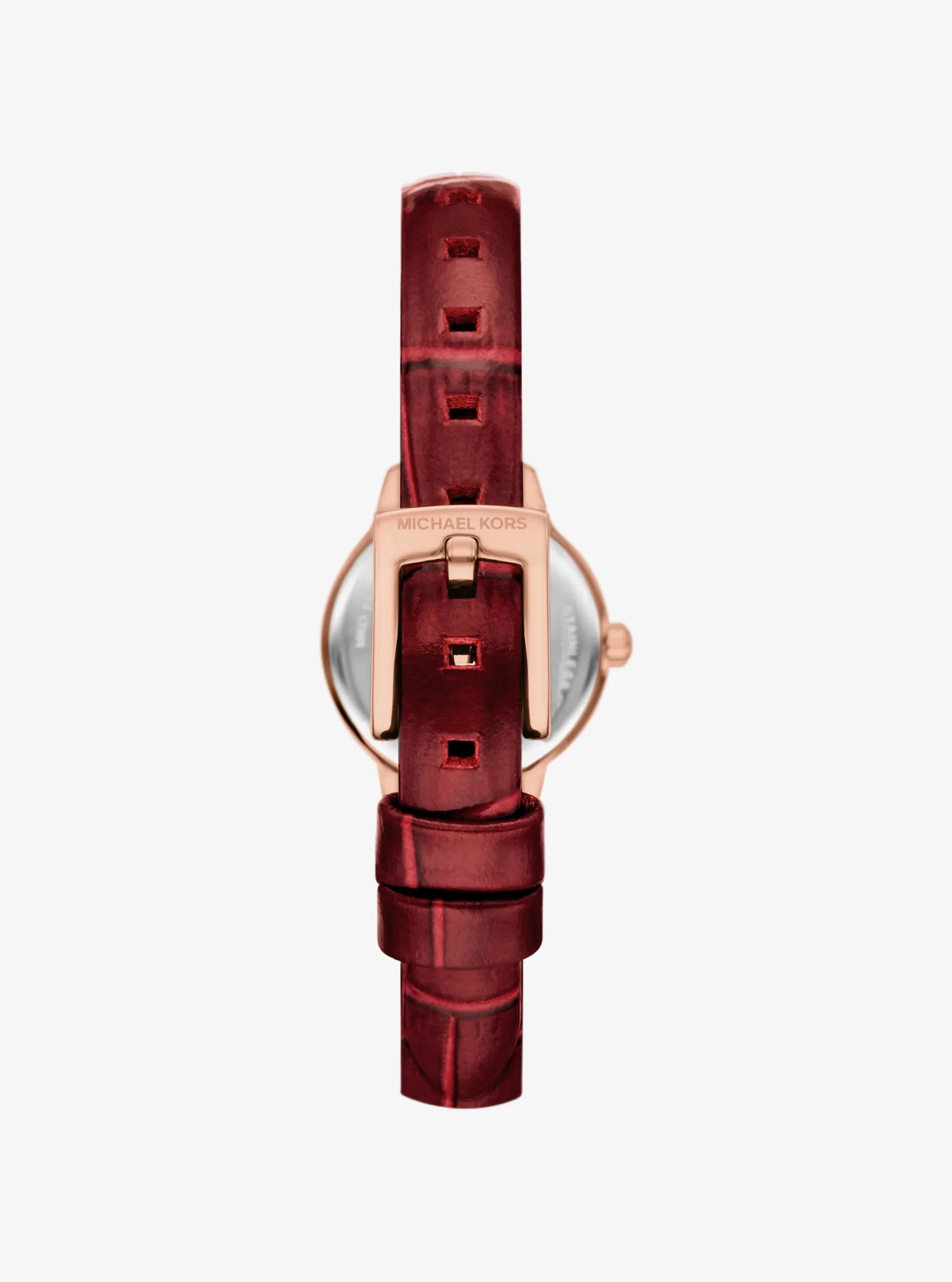 Michael Kors Micro Melissa Pavé Rose Gold-Tone and Crocodile Embossed Leather Watch - Preorder - Image 3