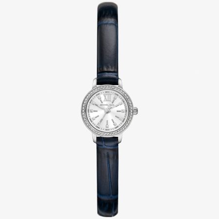 Michael Kors Micro Melissa Pavé Silver-Tone and Crocodile Embossed Leather Watch - Preorder — Silver