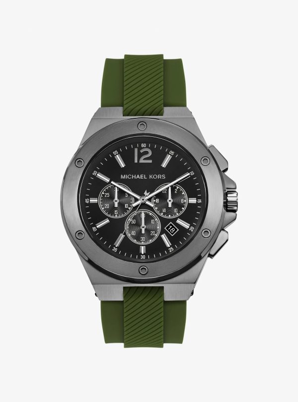 Michael Kors Oversized Lennox Gunmetal-Tone and Silicone Watch - Preorder