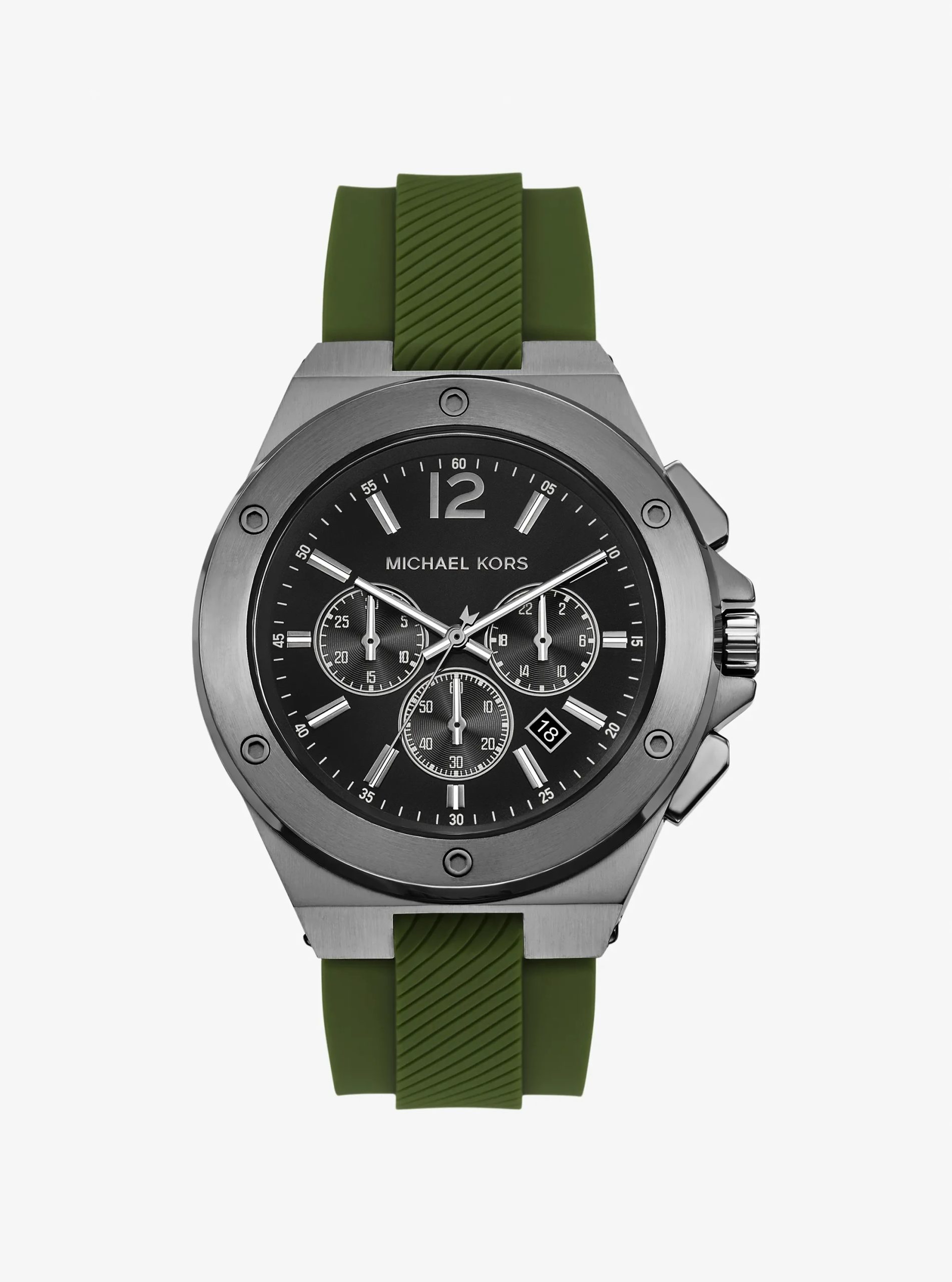 Michael Kors Oversized Lennox Gunmetal-Tone and Silicone Watch - Preorder