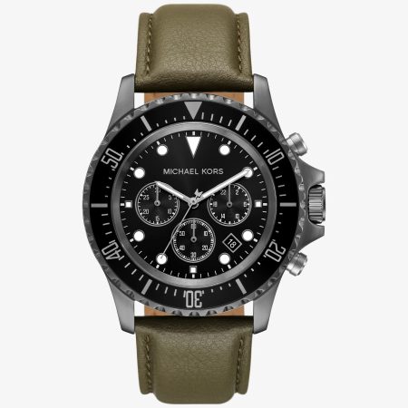 Michael Kors Oversized Everest Gunmetal-Tone and Leather Watch - Preorder — Gunmetal