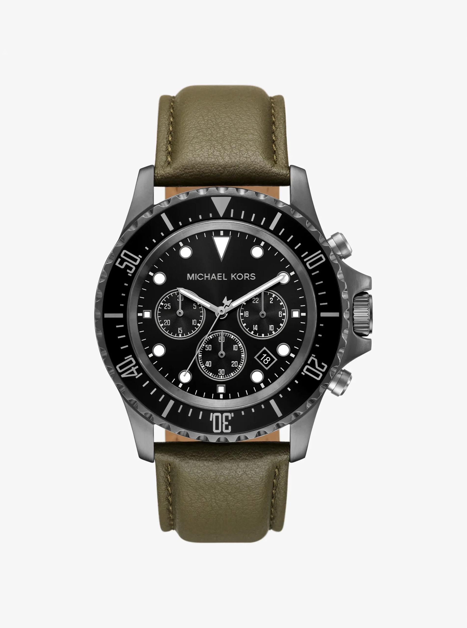 Michael Kors Oversized Everest Gunmetal-Tone and Leather Watch - Preorder